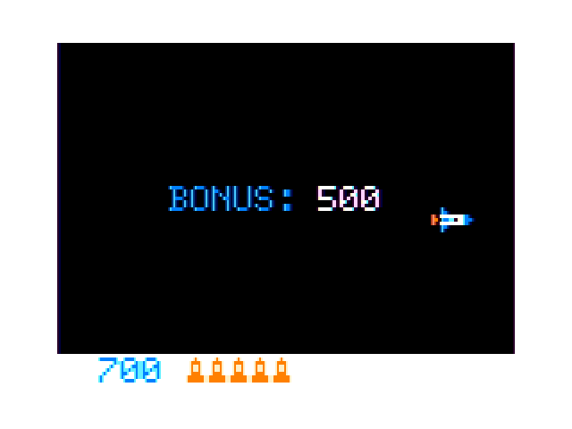 Moon Shuttle TRS-80 Color Computer Screenshot: Bonus 500 points!
