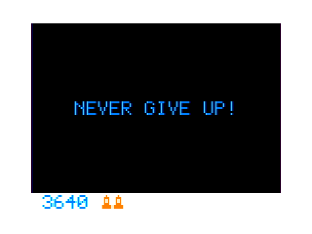 Moon Shuttle TRS-80 Color Computer Screenshot: My ship is destroyed! But never give up!