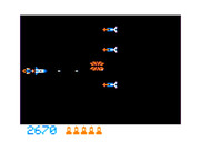 Moon Shuttle for TRS-80 Color Computer - New types of enemies appear as the game progresses...