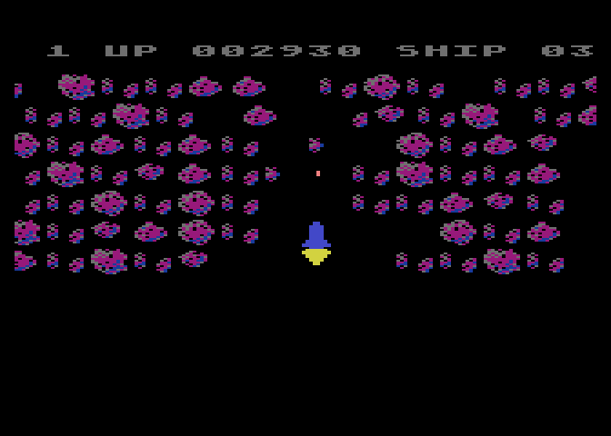 Moon Shuttle Atari 8-bit Screenshot: Time to blast through some more asteroids!