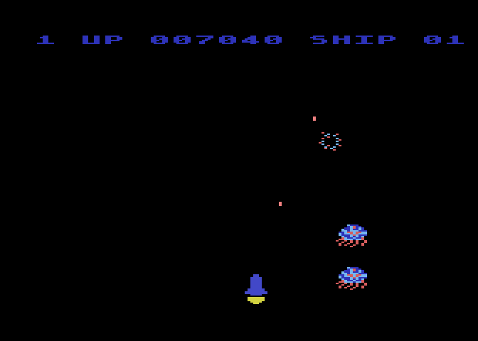 Moon Shuttle Atari 8-bit Screenshot: Another enemy destroyed...