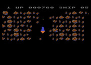 Moon Shuttle for Atari 8-bit - Game start; blast through the asteroids!