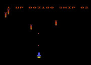 Moon Shuttle for Atari 8-bit - These narrow opponents are tougher to hit...