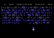 Moon Shuttle for Atari 8-bit - Your ship moves forward constantly, so shoot quickly!