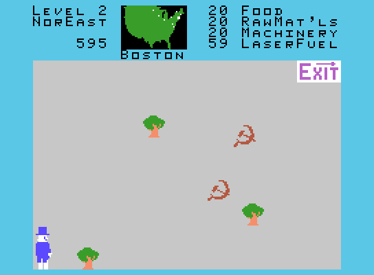 War Room ColecoVision Screenshot: Uncle Same enters a city, but Soviet spies are closing in!