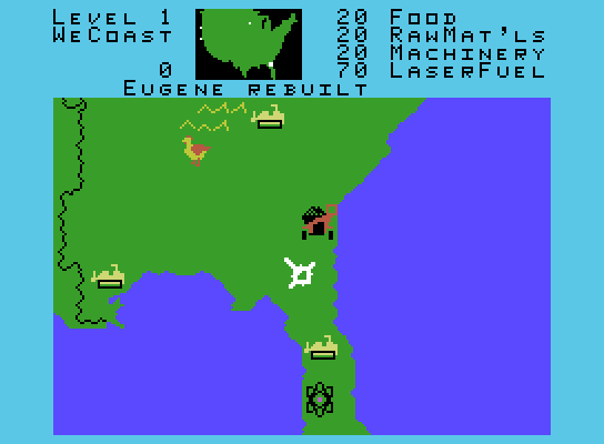 War Room ColecoVision Screenshot: View of Florida...