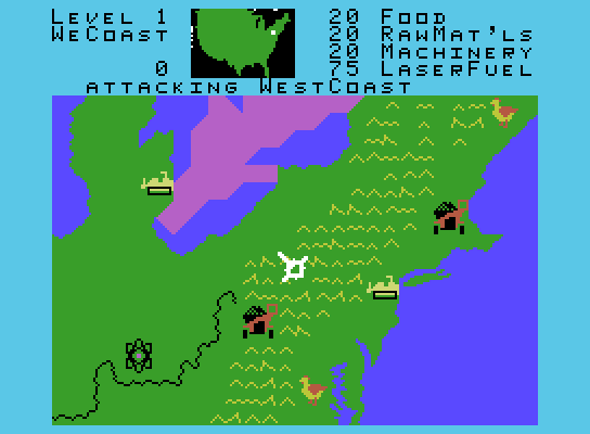 War Room ColecoVision Screenshot: Game start.