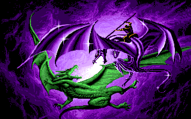 DragonStrike Amiga Screenshot: Title screen graphics.