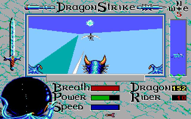 DragonStrike Amiga Screenshot: Enemy dragon attacks!