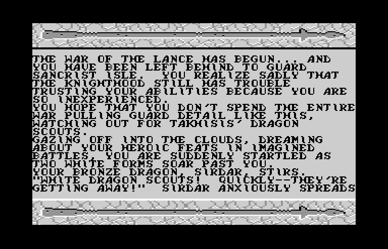 DragonStrike Commodore 64 Screenshot: The story so far.