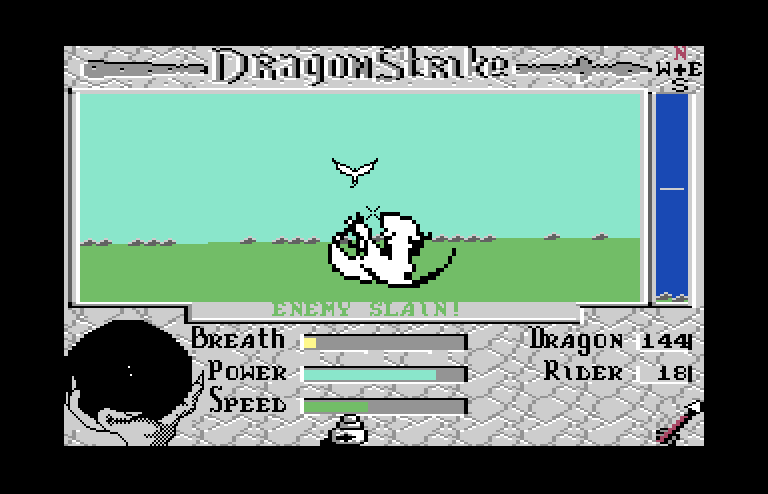 DragonStrike Commodore 64 Screenshot: Enemy slain!