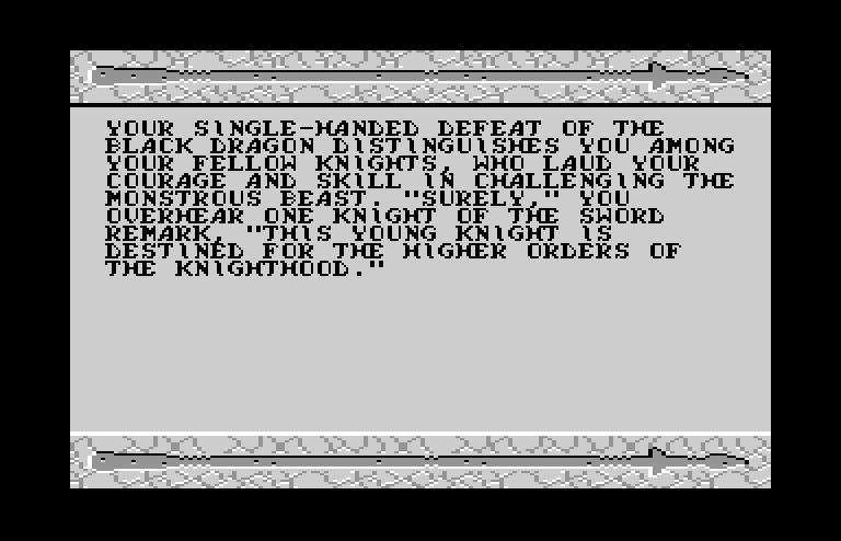 DragonStrike Commodore 64 Screenshot: Black dragon defeated!