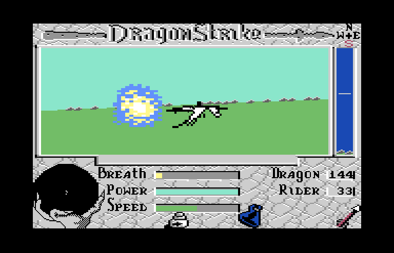 DragonStrike Commodore 64 Screenshot: Fire! Looks like I missed...