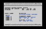 DragonStrike for Commodore 64 - The save and status screen.