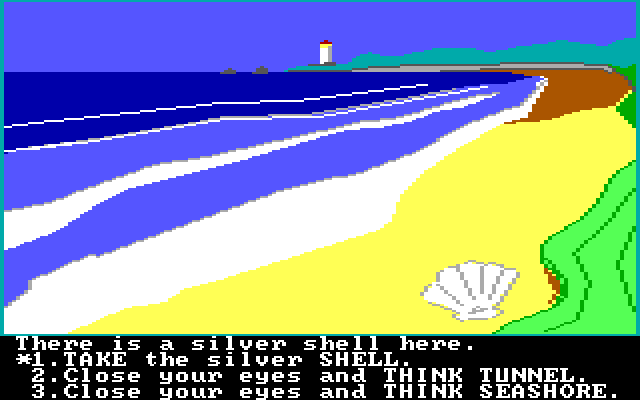 Troll's Tale IBM PC/Compatibles Screenshot: A lovely beach to find items on...