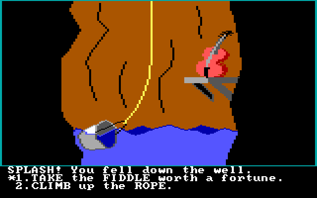 Troll's Tale IBM PC/Compatibles Screenshot: Hey, who left a violin at the bottom of a well?