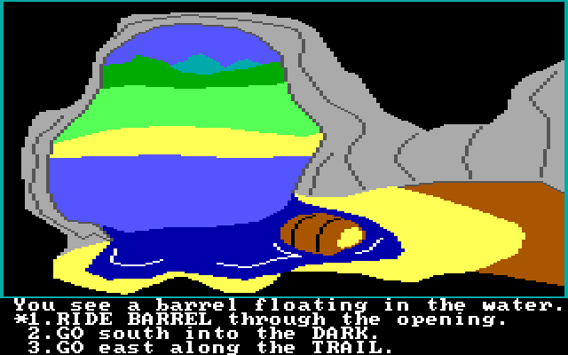 Troll's Tale IBM PC/Compatibles Screenshot: Ride the barrel to a new location?