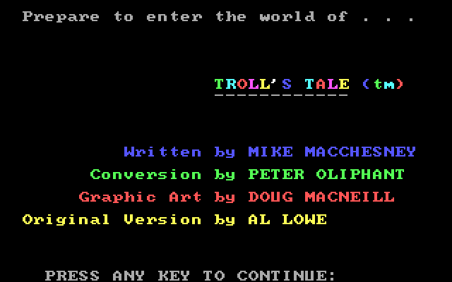Troll's Tale IBM PC/Compatibles Screenshot: Game credits.