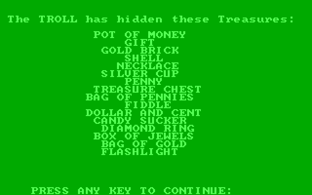 Troll's Tale IBM PC/Compatibles Screenshot: Here's the items you need to find...