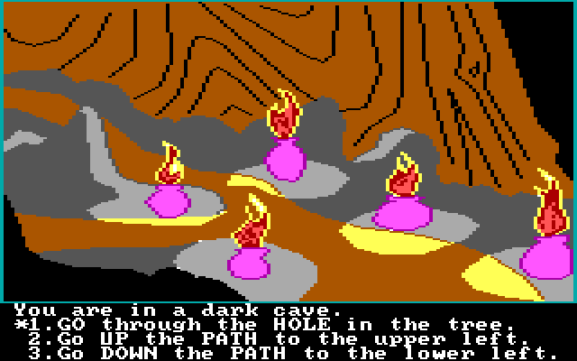 Troll's Tale IBM PC/Compatibles Screenshot: I've encountered a dark cave...