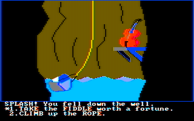 Troll's Tale IBM PC/Compatibles Screenshot: Found a valuable item at the bottom of a well...