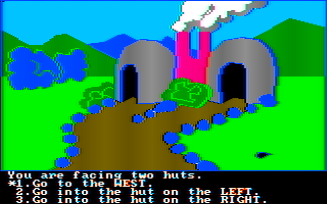 Troll's Tale IBM PC/Compatibles Screenshot: There are two huts here...