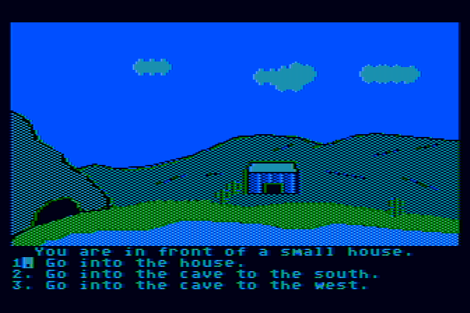Troll's Tale Atari 8-bit Screenshot: A small house; anything inside?