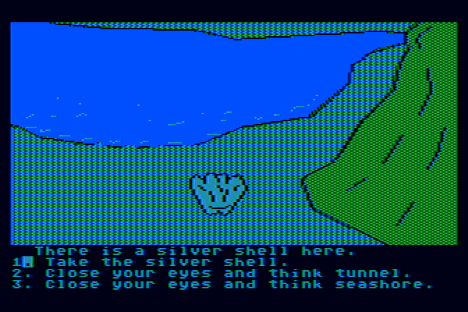 Troll's Tale Atari 8-bit Screenshot: Found a silver shell here...