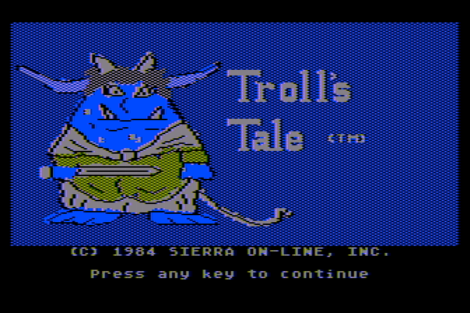 Troll's Tale Atari 8-bit Screenshot: Title screen.