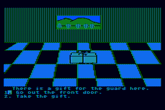 Troll's Tale Atari 8-bit Screenshot: I now have a gift for the guard!
