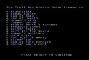 Troll's Tale for Atari 8-bit - Here's the list of items you need to find...