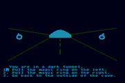 Troll's Tale for Atari 8-bit - A tunnel...pull any of the magic rings? Or back out of the cave?