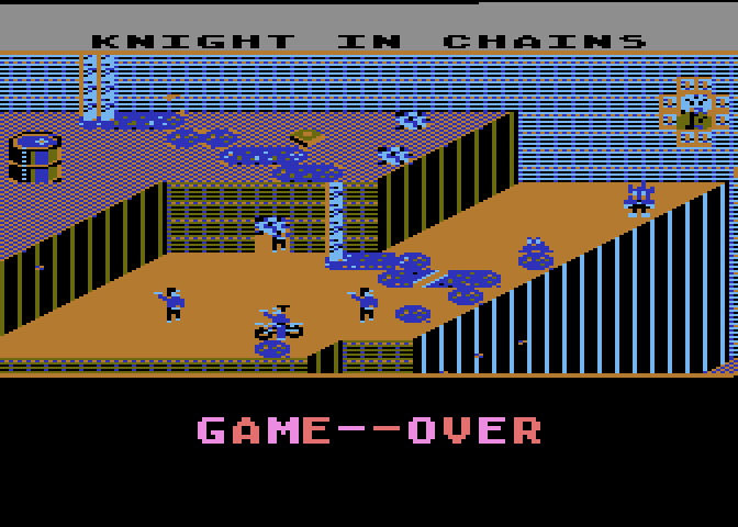 Cycle Knight Atari 8-bit Screenshot: Game over.