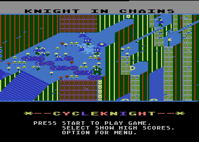 Cycle Knight Atari 8-bit Screenshot: Game demo mode.