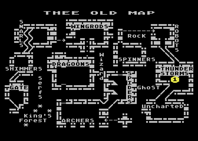 Cycle Knight Atari 8-bit Screenshot: Map of the game world.
