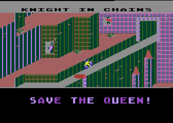 Cycle Knight Atari 8-bit Screenshot: Can you save the queen?