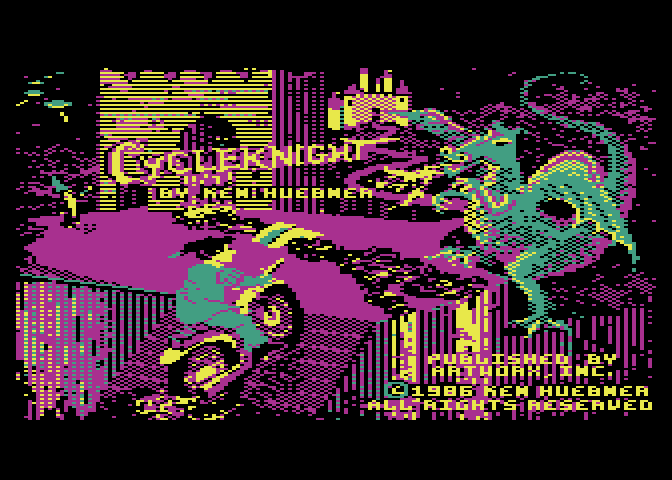Cycle Knight Atari 8-bit Screenshot: Title screen.
