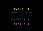 Cycle Knight for Atari 8-bit - Ready to start chamber 1? The titles bounce up and down...