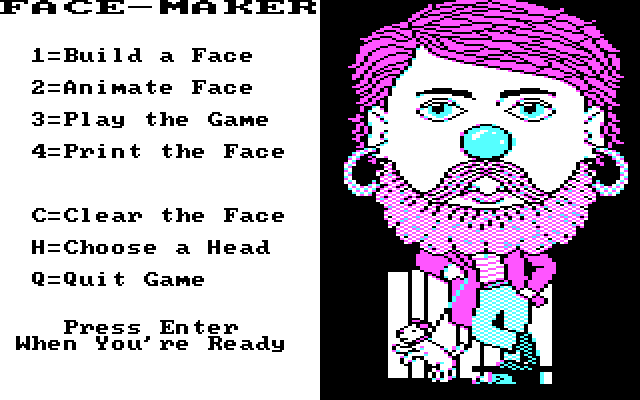 FaceMaker: Golden Edition IBM PC/Compatibles Screenshot: You can then build or animate a face.