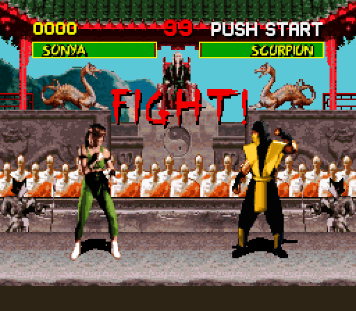 Mortal Kombat Super NES Screenshot: Getting ready to fight with a different character...