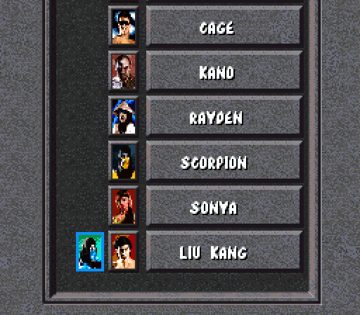 Mortal Kombat Super NES Screenshot: Here's the first fight on my way to the top!