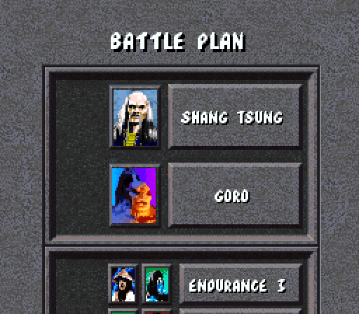 Mortal Kombat Super NES Screenshot: Battle plan; first, the ultimate goal is shown.