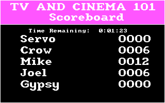 TV and Cinema 101: Trivia from Talkies to Trekkies IBM PC/Compatibles Screenshot: The scores so far...