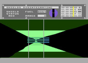 Dimension X for Atari 8-bit - Each tunnel has multiple barriers to dodge.