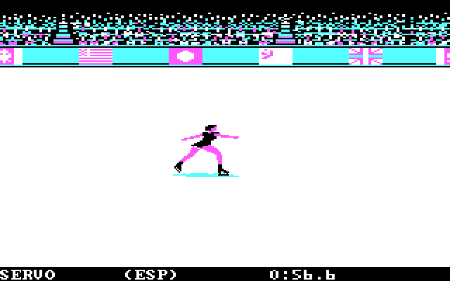 Winter Games IBM PC/Compatibles Screenshot: Ice skating.