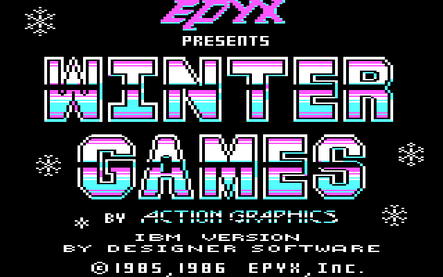 Winter Games IBM PC/Compatibles Screenshot: Title screen.