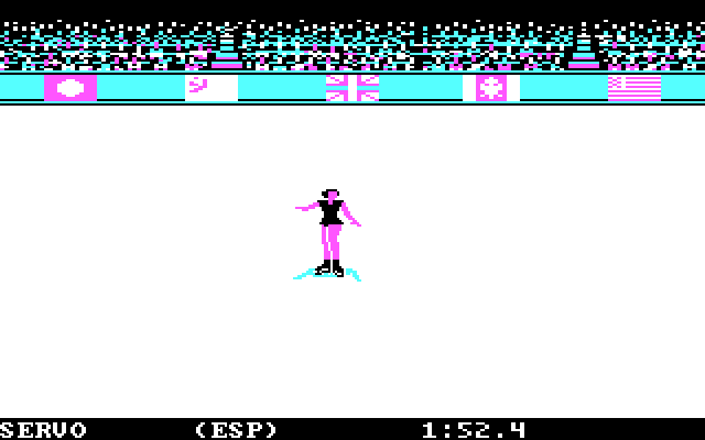 Winter Games IBM PC/Compatibles Screenshot: Attempt some skating tricks for points in free skating.