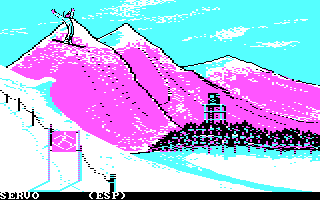 Winter Games IBM PC/Compatibles Screenshot: First event...hot dog!