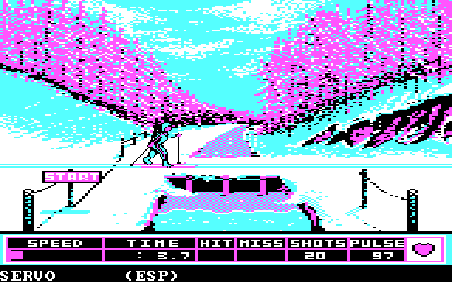Winter Games IBM PC/Compatibles Screenshot: Biathlon start.