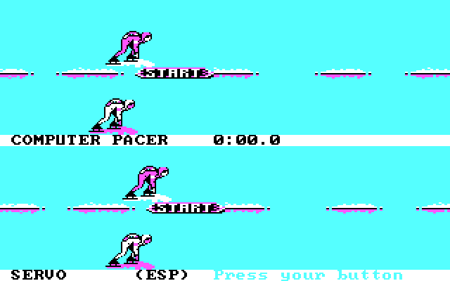 Winter Games IBM PC/Compatibles Screenshot: Speed skating start...